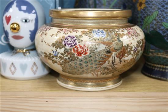 A Satsuma vase decorated with birds and flowers height 12.5cm